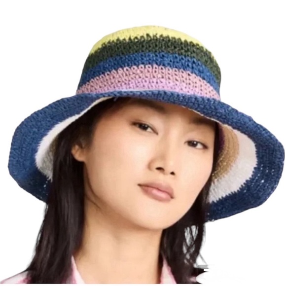 Hat Attack Remy Bucket Hat in Navy Stripe. - Picture 2 of 3